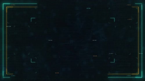 Abstract Blue Globe Interface: Global Business and Technology Graphic with Futuristic UI, VHS Glitch