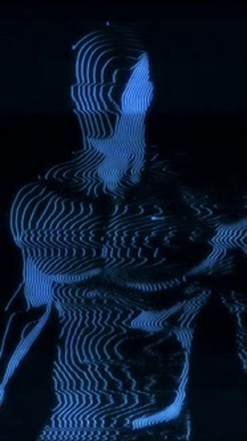 Synthetic Torso Digital Blue Modulation Wireframe
