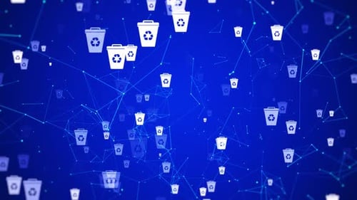 Recycle Bin Icon Plexus Technology Background Loop
