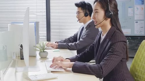 Businessman, consultant call center with headphones for customer service support online advice