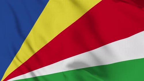 Realistic Waving Seychelles Flag Animation with Fabric Texture