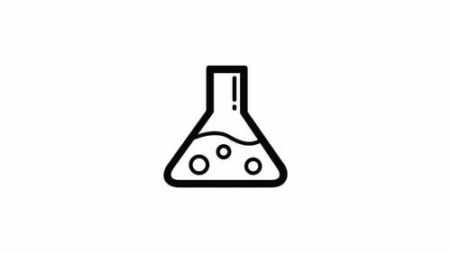 Minimalist Animated Science Flask Icon with Bubbles