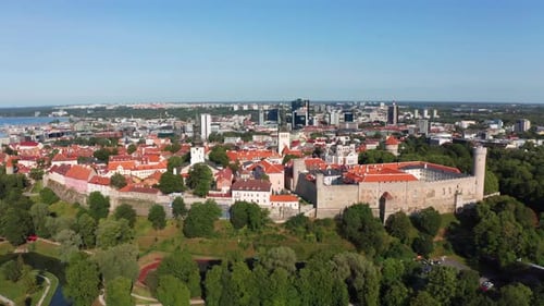 Aerial View of Tallinn, Estonia, Castle and City