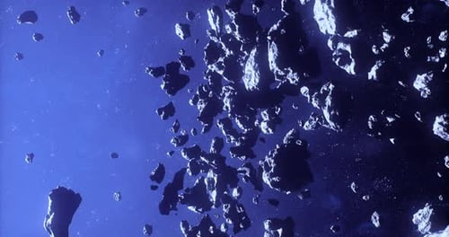 Drifting Asteroids in Deep Space Cosmic Animation