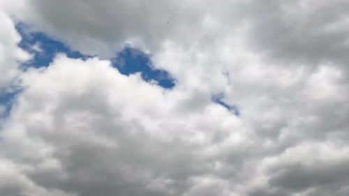Grey cumulus cloudscape totally covering the sky. Rainy dramatic clouds formation. Timelapse.