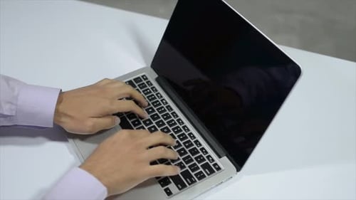 Typing on Laptop, Top View