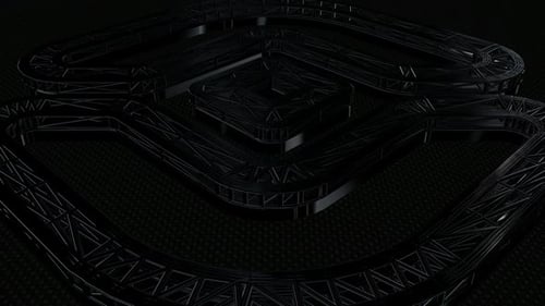 Background with Motion over Black Wireframes of Shapes, Figures, Exclusive, 3D Render, Reflection