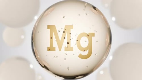 Golden Mg Magnesium Element in Liquid Sphere Animation