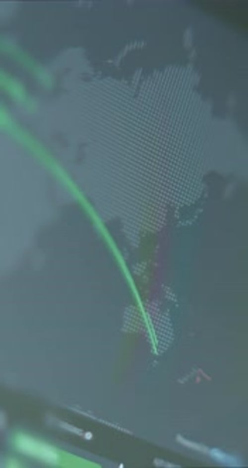 Futuristic Global Network Connections on Digital World Map