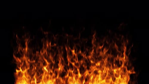 Red and Hot Fire on Black Background
