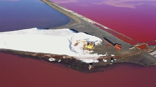 Aerial view of salt evaporation ponds near to Burgas, Bulgaria