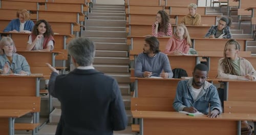 Professor Lecturing to Diverse University Students