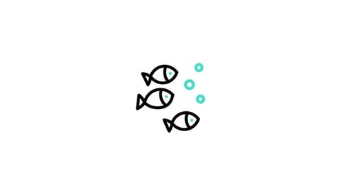 Flat Design Animated Fish Swimming Outline Icon