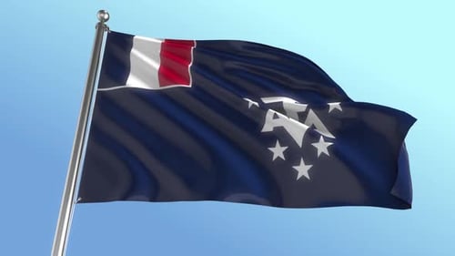 Realistic French Southern and Antarctic Lands Flag Waving