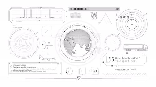 Futuristic HUD Display for Global Transportation and Logistics