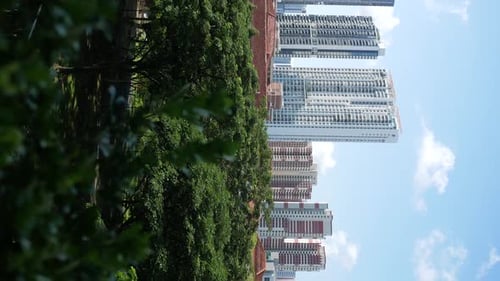 Arial View of Singapore City Buildings Sunny Day