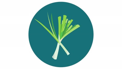 Animated Green Onions Icon Flat Design