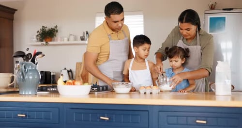 Family Baking Together in a Bright Home Kitchen
