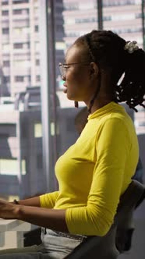 Vertical Video Woman Debugging and Optimizing Code Using AI