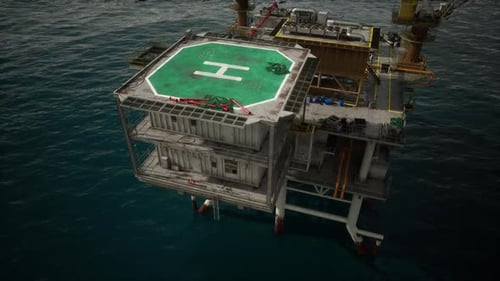 Aging Oil Platform in Vast Ocean