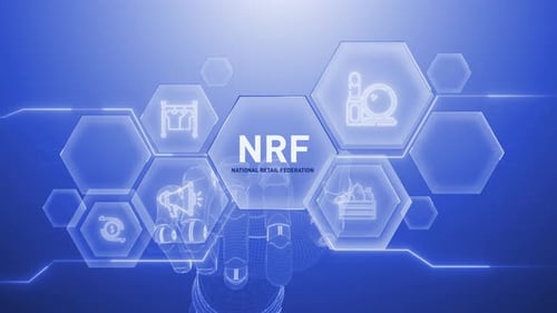 Nrf Robot Touch oder die Hand drückt den Zeigefinger auf die Taste, eine virtuelle holografische Schnittstelle.