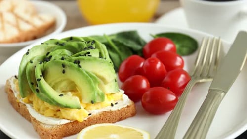 Healthy Toast with Avocado, Egg, and Fresh Greens