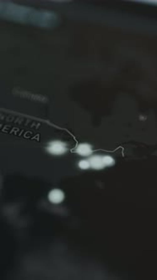 Abstract North America Map with City Light Connections