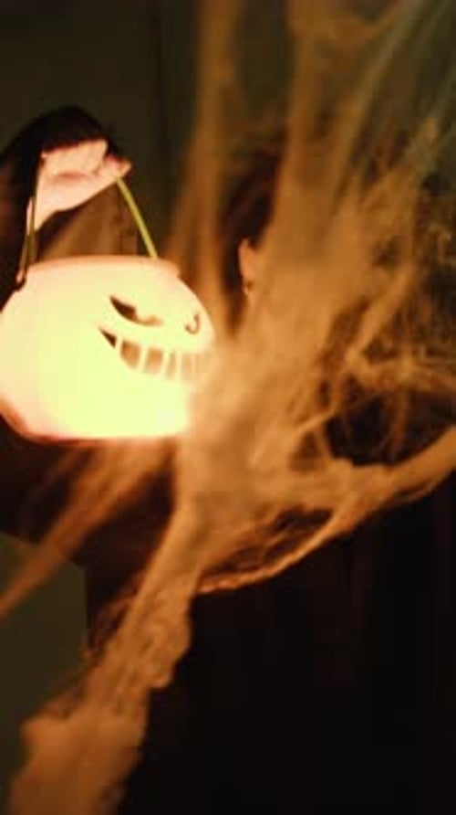 Grim Reaper with Halloween Pumpkin Candy Bucket