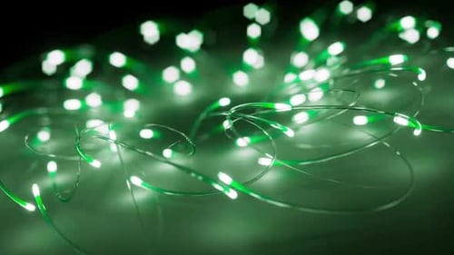 Glowing Green LED Lights Abstract Close-Up