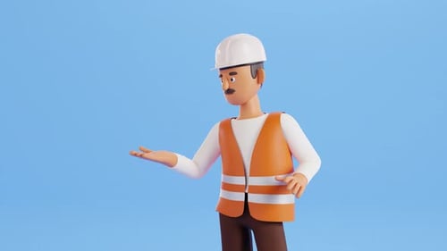 Builder character animation. New house, home concept. Сonstruction worker. Professional worker