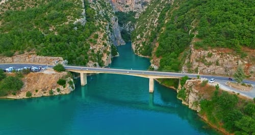 Aerial View of Gorges Du Verdon and Galetas Bridge Magnificent Nature Aerial Journey Above Verdon