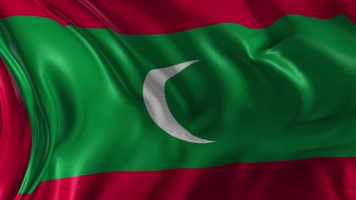 Maldives Flag Waving Realistic Loop Animation