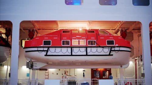 Small lifeboat on a cruise ship in Monaco