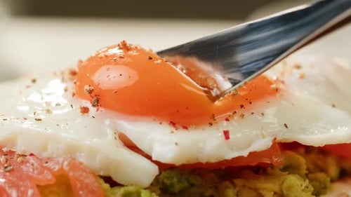 Delicious Croissant Sandwich Made with Egg and Avocado and Salmon Traditional French Cuisine France