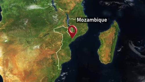Mozambique Country Zoom from Space