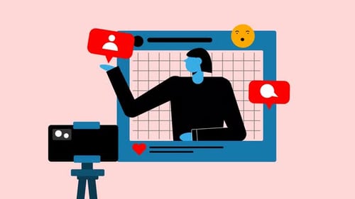 Vlogger Live Stream Content Creation Flat Design Animation