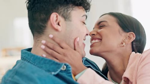 Close Up Of Affectionate Couple Embracing Indoors