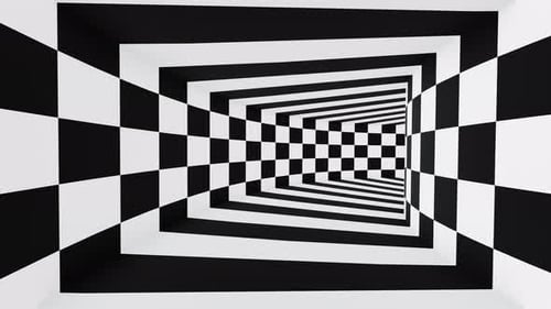 Black and white optical illusion rounded tunnel loop animation