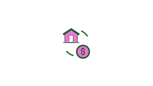 Animated Flat Design House and Dollar Exchange Icon