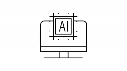 Pantalla de ordenador con animación de chip de IA para tecnología inteligente