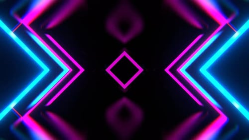 Blue And Pink Glowing Neon Rhombus Background Vj Loop I 4K
