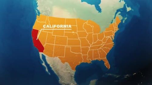 United States Map Animation – California State Highlight