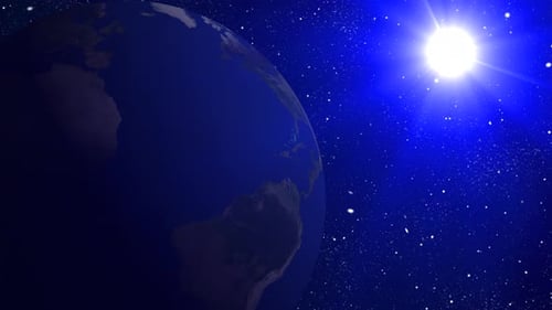 Amazing Sunrise Over The Earth Planet. Video animation of the planet earth. 2531