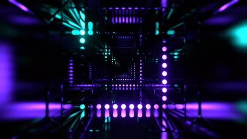 Turquoise And Purple Cyber Portal With Neon Along The Dots Background VJ Loop In 4K