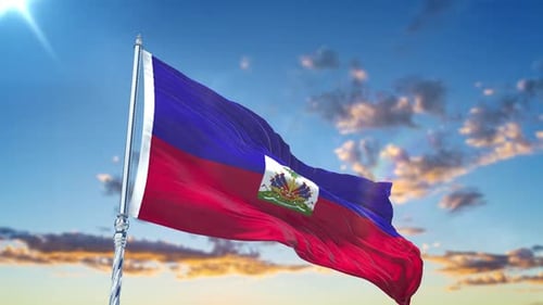Realistic Haiti National Flag Waving Animation