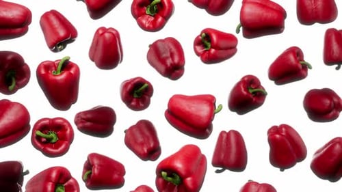 Seamless Loop of Rotating Red Bell Peppers