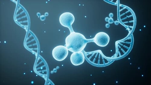 Abstract Rotating DNA Strands And Molecule Science Animation