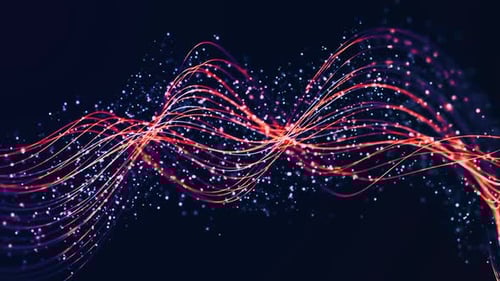 Colorful Glittering Particles And Light Lines Loop