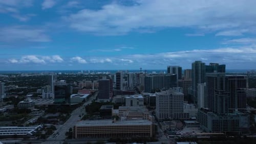 Aerial View of Modern City Skyline, Daytime