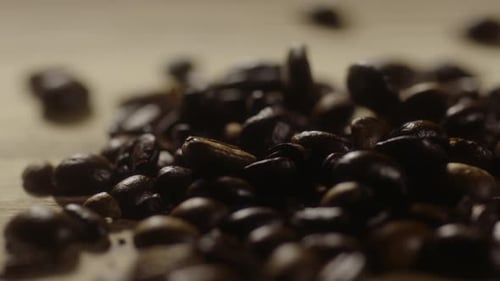 Coffee Beans Falling in Delicious Looking Pile